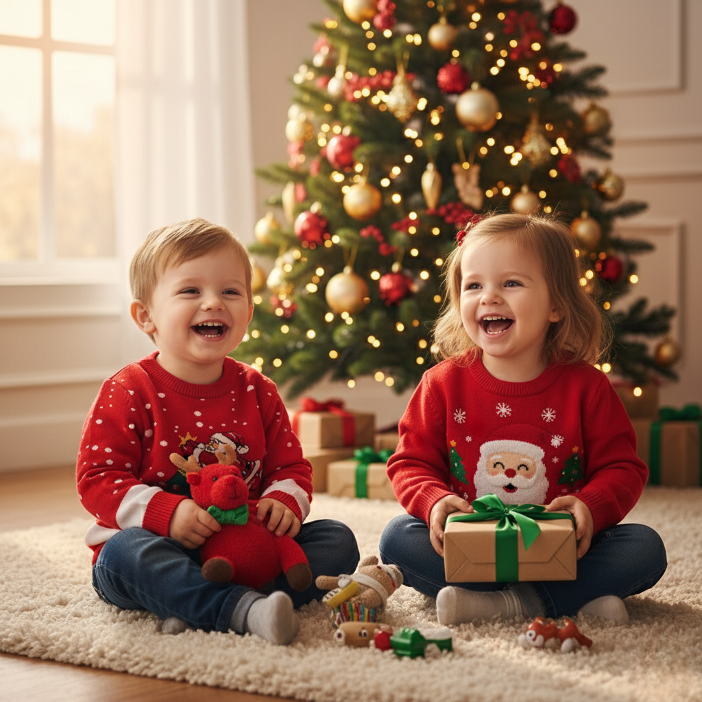 Cozy Childrens Xmas Jumper Soft Knit Winter Sweater