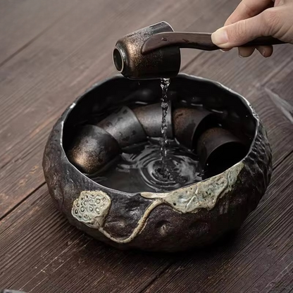 Antique Gold Ceramic Tea Bowl for Home Decor