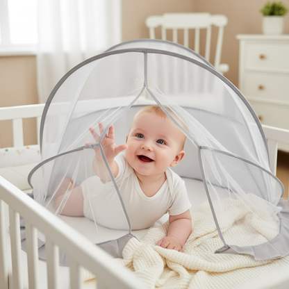 Portable Baby Bed with Canopy and Comfortable Mattress Set