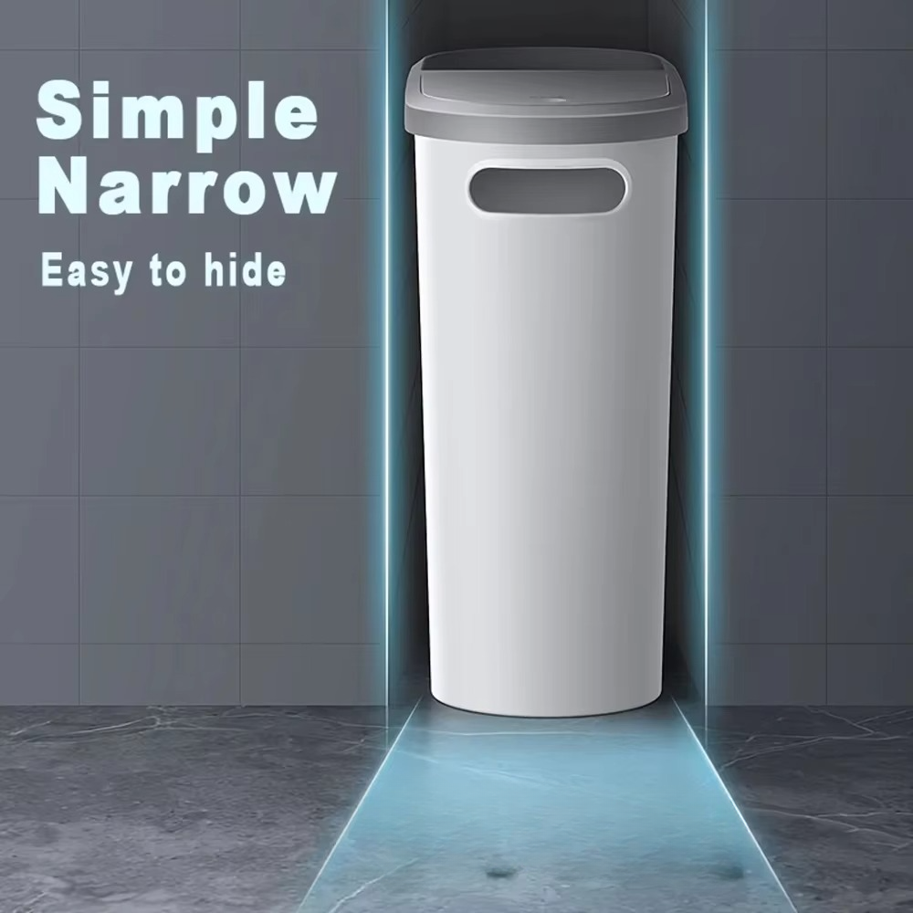 Compact Slim Trash Can with Simple Touch Lid