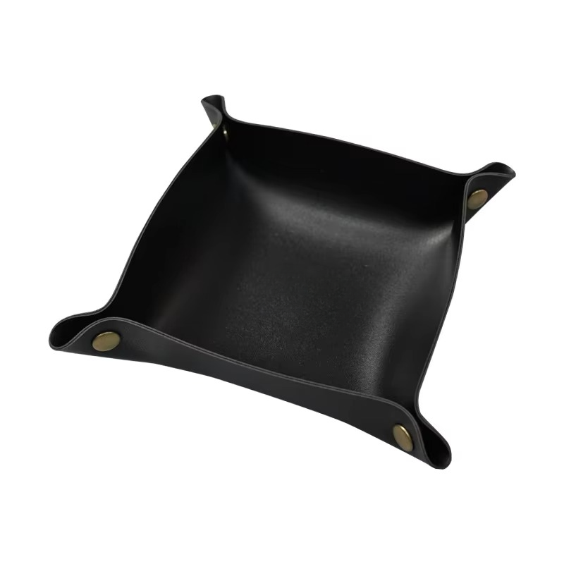 Rustic Leather Desk Storage Organizer Tray