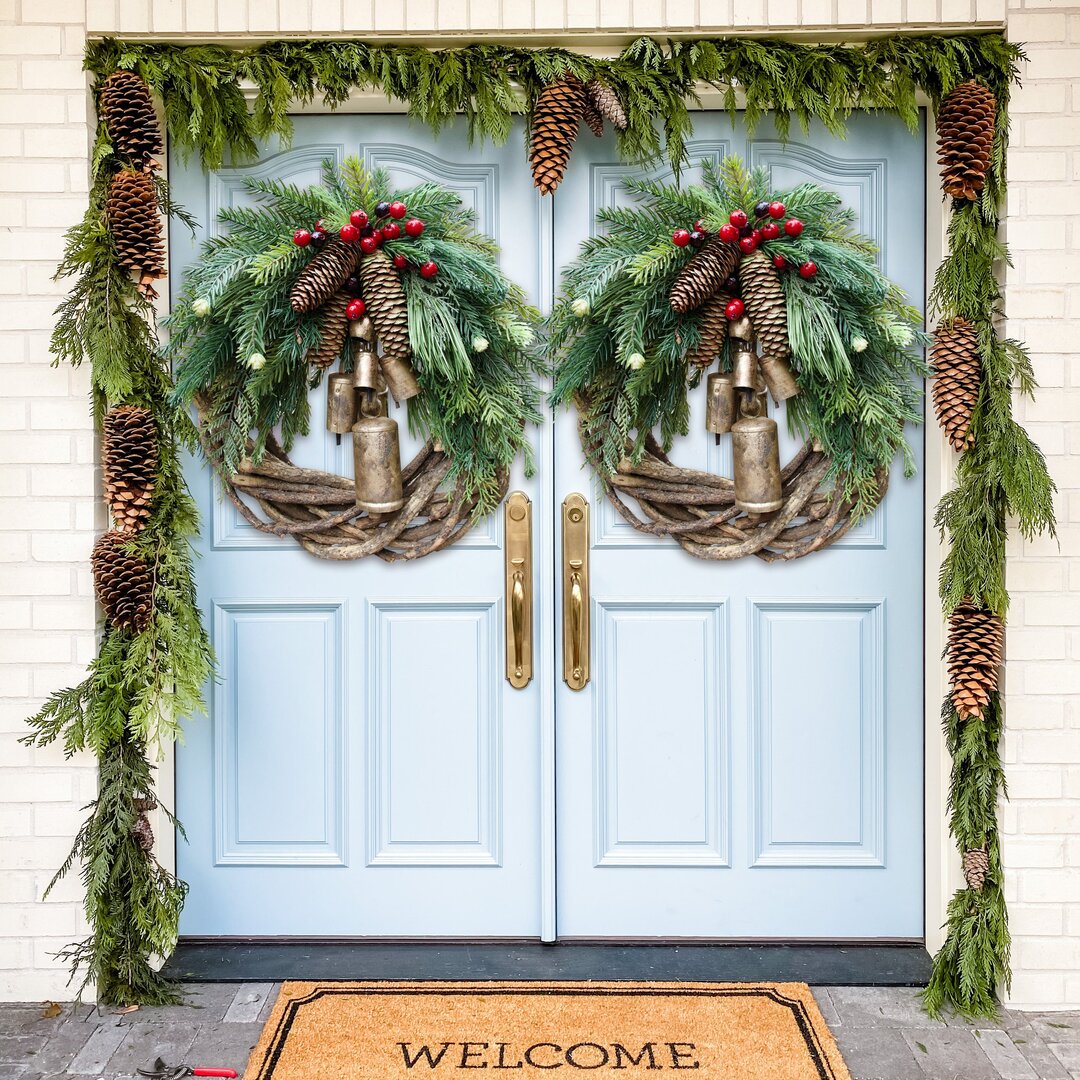 Rustic Holiday Wreath, Country Christmas Wreath, Winter Pine Wreath