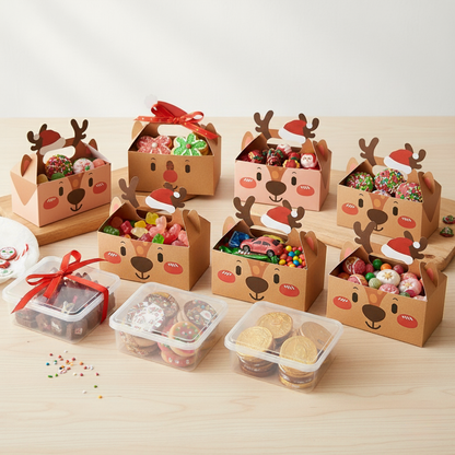 Festive Holiday Gift Box Set for Cookies and Candy