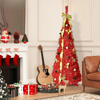 Easy Setup 6FT Pre Lit Christmas Tree with Decorations