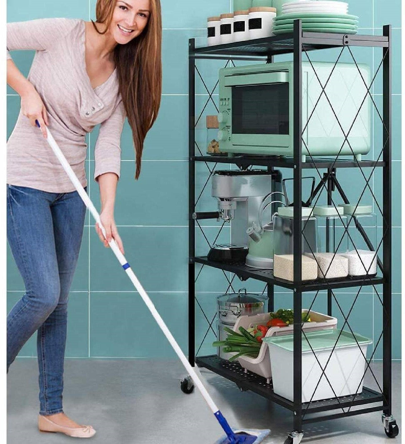 Portable Wheel Shelf Storage Rack
