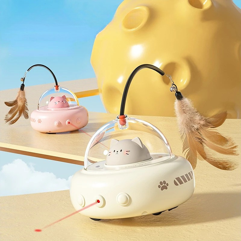Fun Interactive Laser Cat Toy with Feathers - Hehif