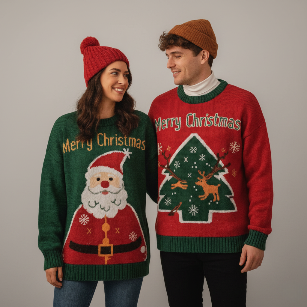 Warm Holiday Sweatshirt for Couples – Soft Knit Sweater