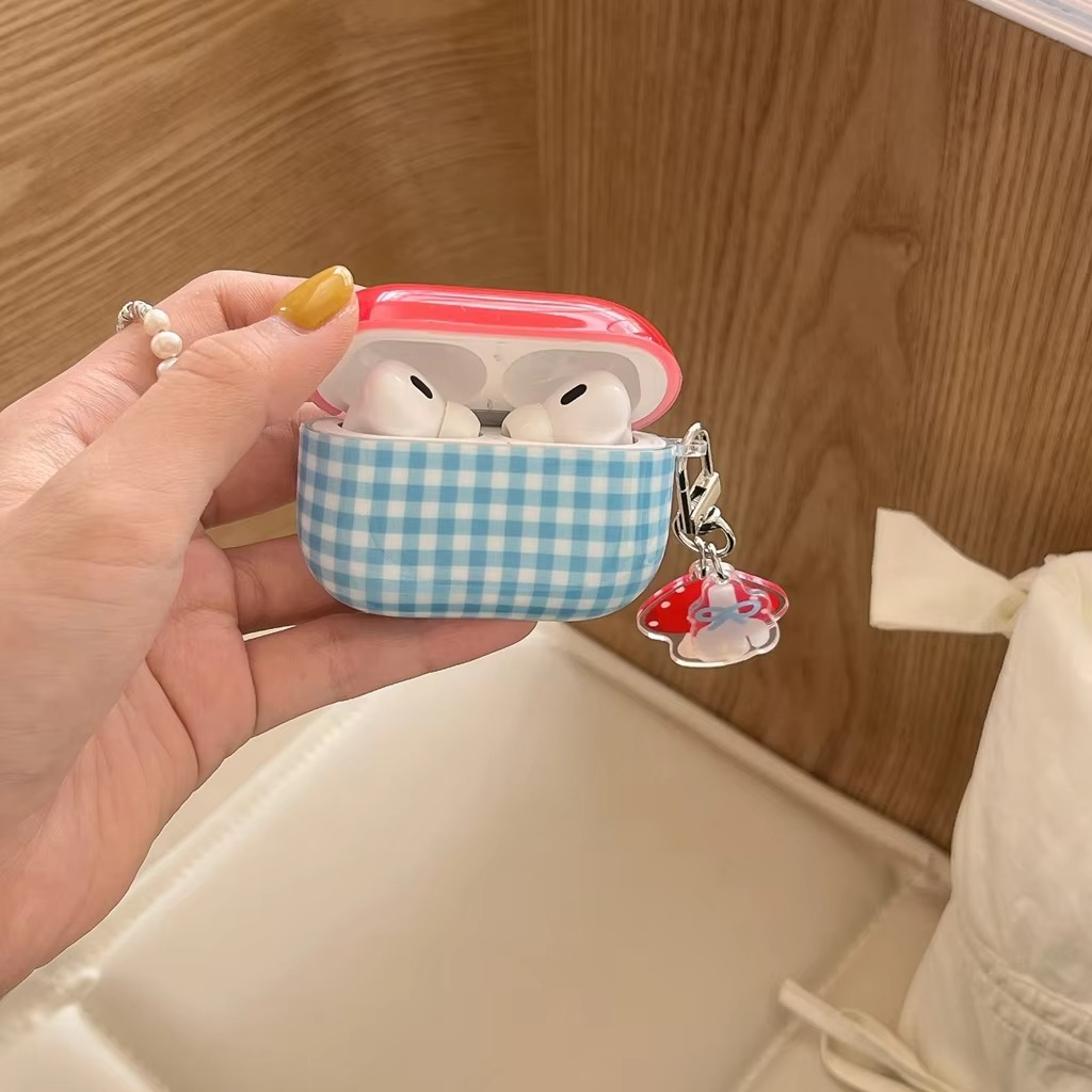 Colorful Plaid Fun Fungi AirPods Cover