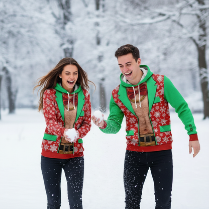 Festive 3D Graphic Christmas Hoodie Sweater
