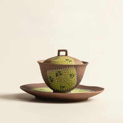 Colorful Floral Ceramic Gaiwan Tea Set