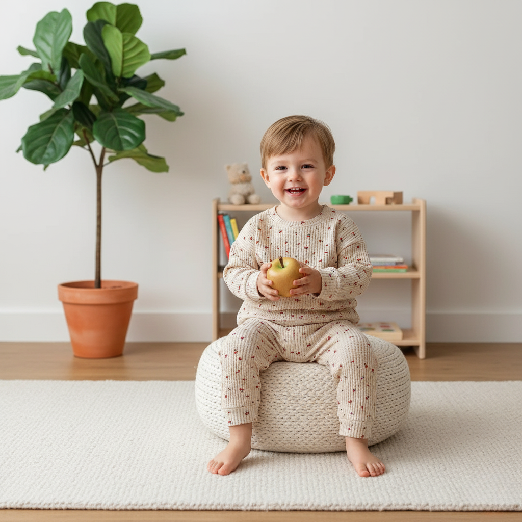 Cozy Waffle Knit Baby Boy Girl Clothes Fruit Pattern