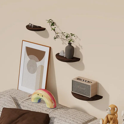 Curved Wood Wall Shelf - Sleek Floating Storage