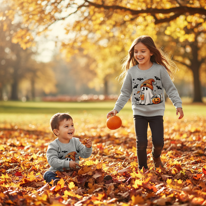 Spooky Fun Kids Halloween Sweatshirt with Ghost Design