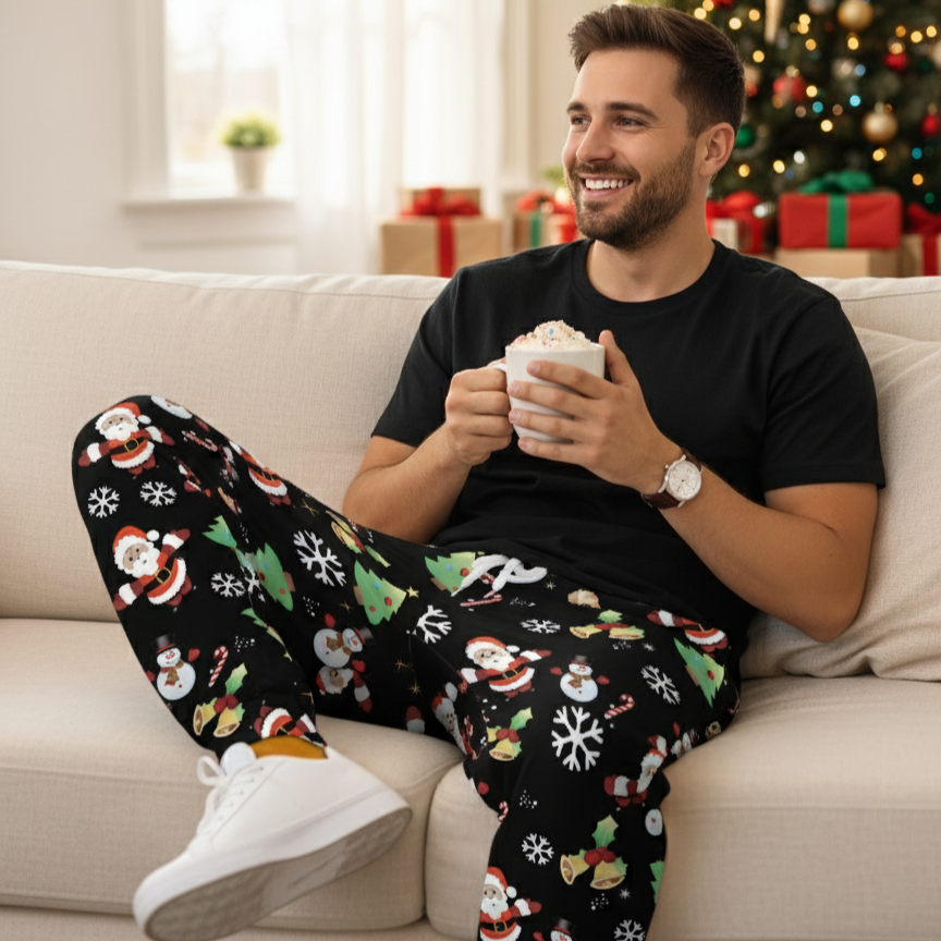 Festive Holiday Red Plaid Christmas Trousers for Men