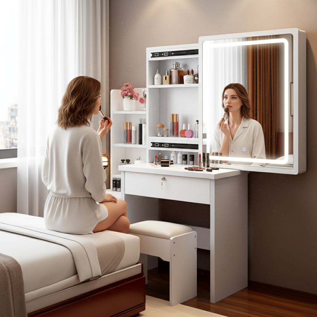 Space Saving Compact Makeup Vanity Table