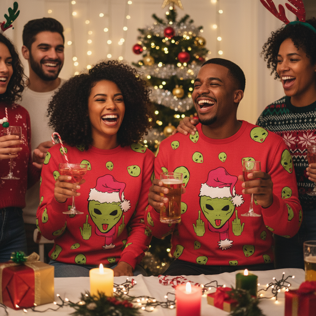 Comfy Oversized Funny Xmas Sweater Relaxed Fit Knit