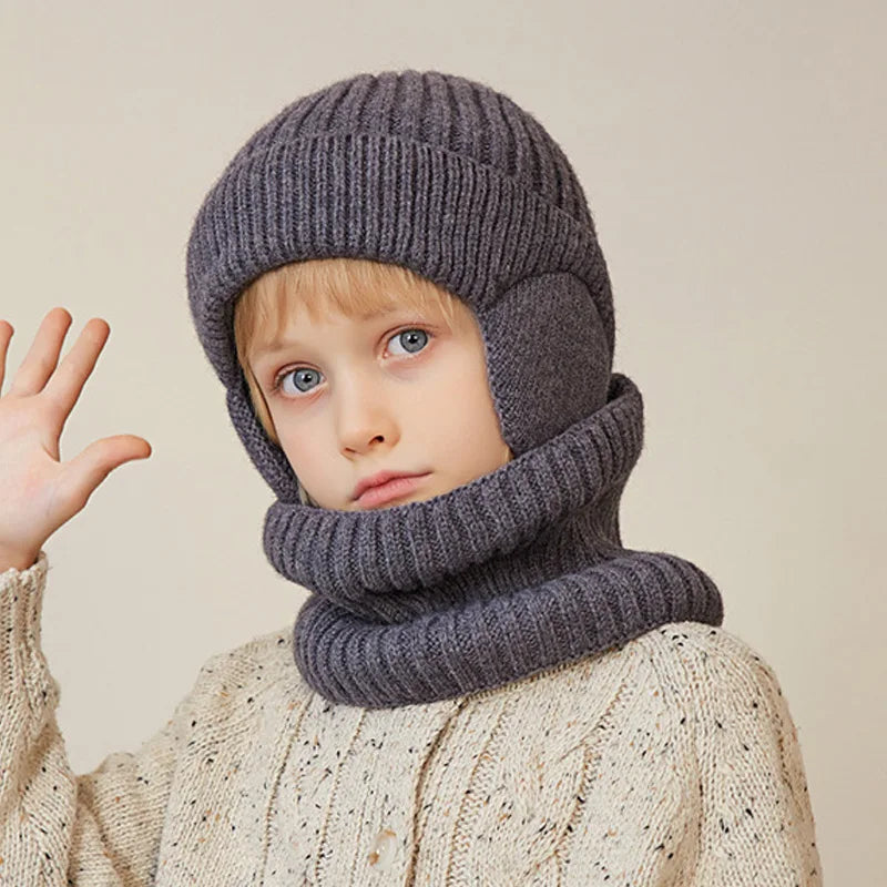 Warm Kids Beanie and Scarf Set with Soft Lining