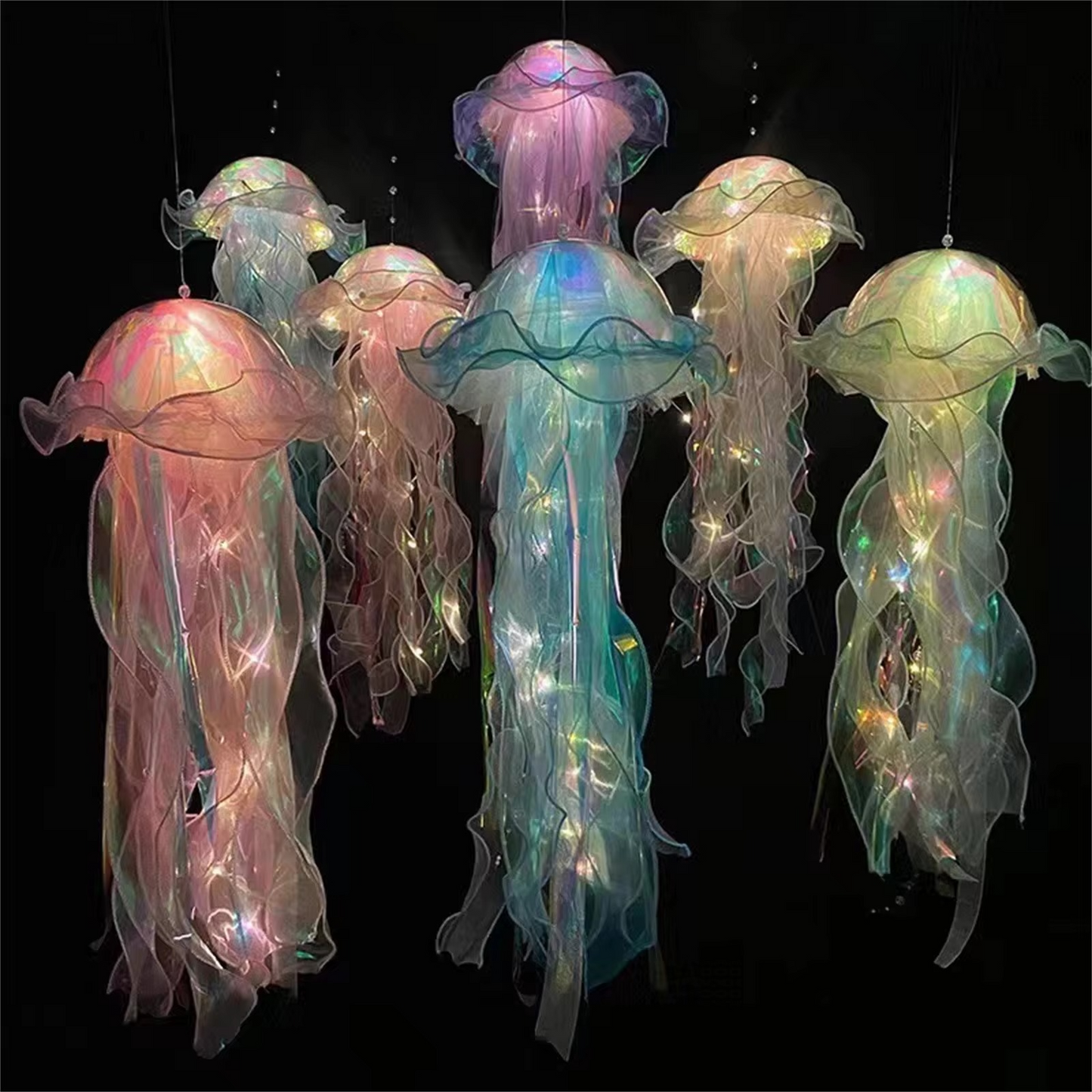 Colorful Sea Jellyfish Hanging Light Fixture
