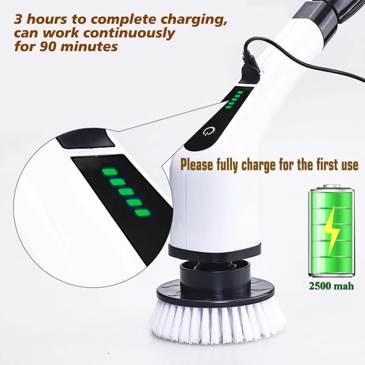 Powerful Rechargeable Cleaning Brush for Home and Floors