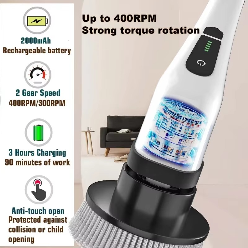 Powerful Rechargeable Cleaning Brush for Home and Floors