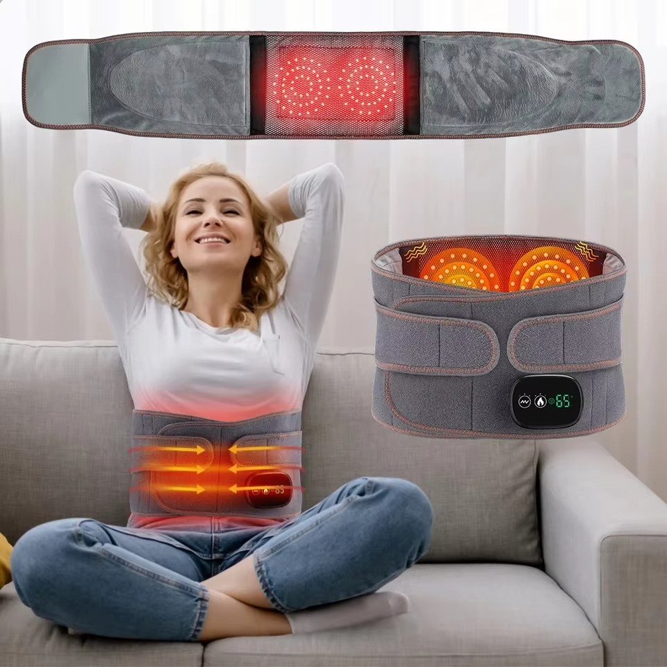 Therapeutic Heat Massage Belt with Red Light and Vibration