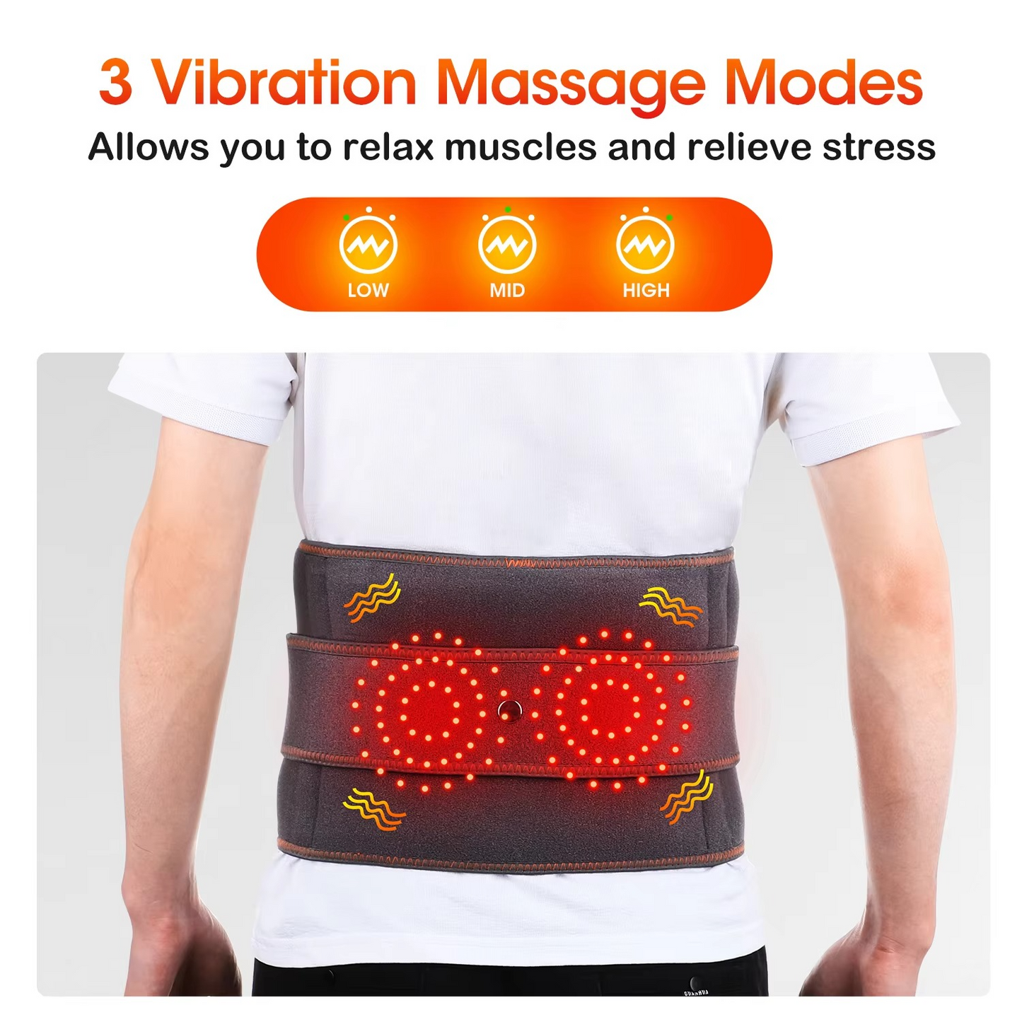 Therapeutic Heat Massage Belt with Red Light and Vibration