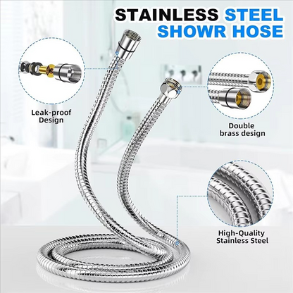 Powerful Handheld Shower with 10 Jets and Adjustable Holder