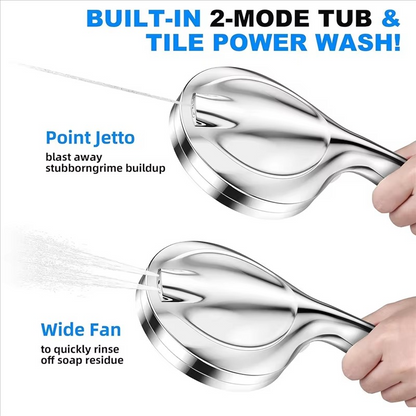 Powerful Handheld Shower with 10 Jets and Adjustable Holder