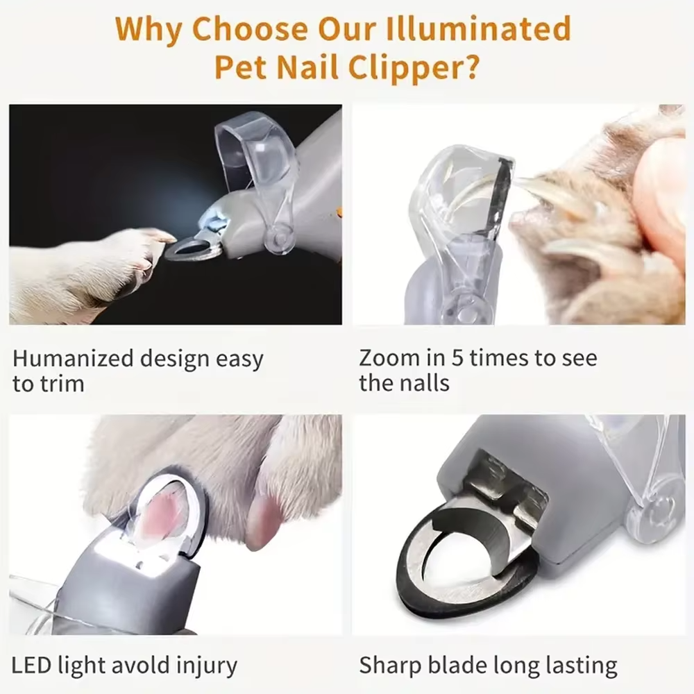 Easy Pet Nail Trimmer with LED Light and Magnifier