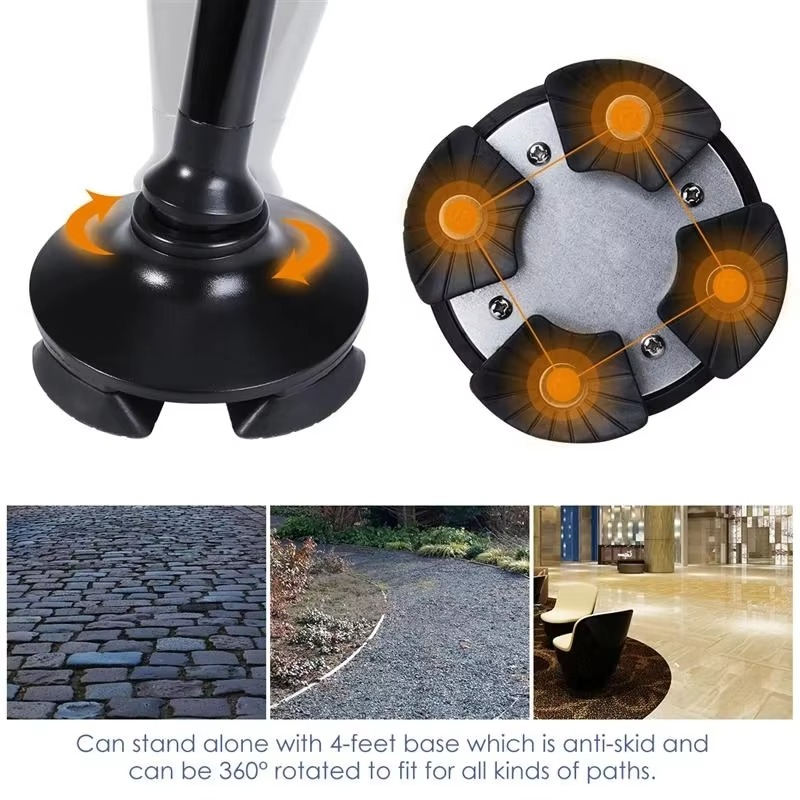 Portable LED Cane with Alarm, Adjustable Walking Stick