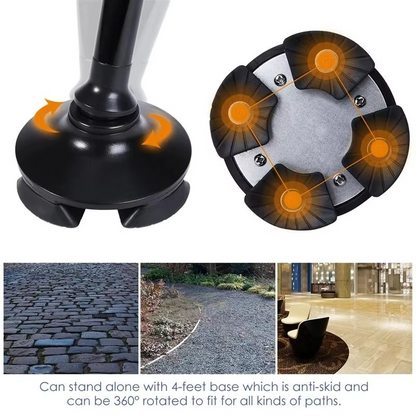 Portable LED Cane with Alarm, Adjustable Walking Stick