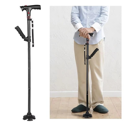 Portable LED Cane with Alarm, Adjustable Walking Stick