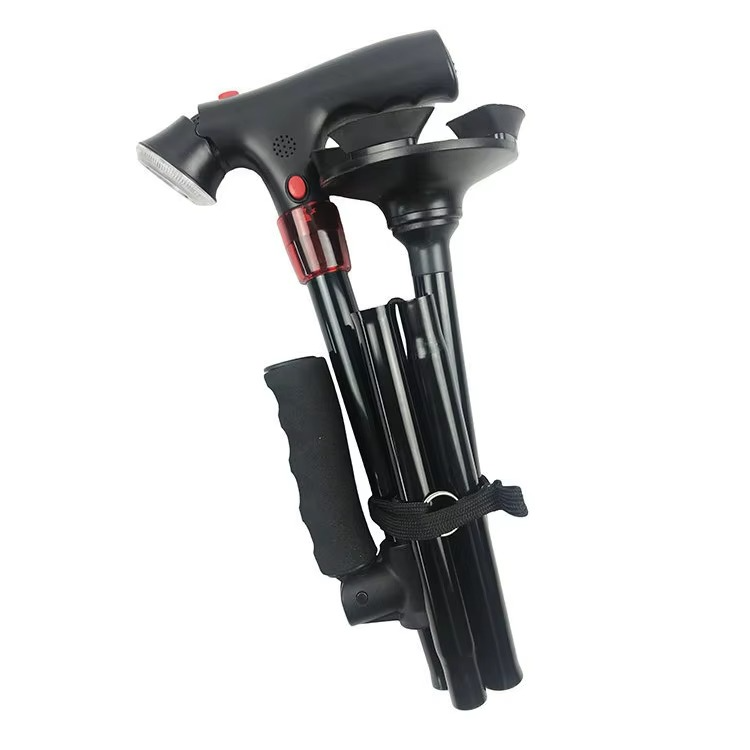 Portable LED Cane with Alarm, Adjustable Walking Stick - Hehif