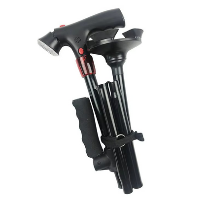 Portable LED Cane with Alarm, Adjustable Walking Stick - Hehif