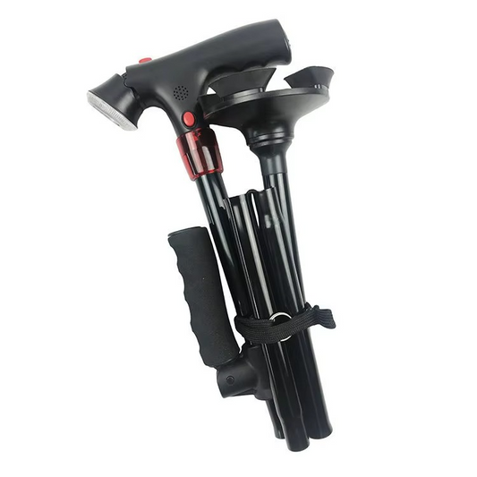 Portable LED Cane with Alarm, Adjustable Walking Stick - Hehif