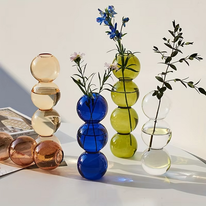 Clear Glass Round Vase Desktop Planter for Home Decor