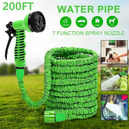 Flexible Long Water Hose with 7 Spray Nozzles and Spray Gun