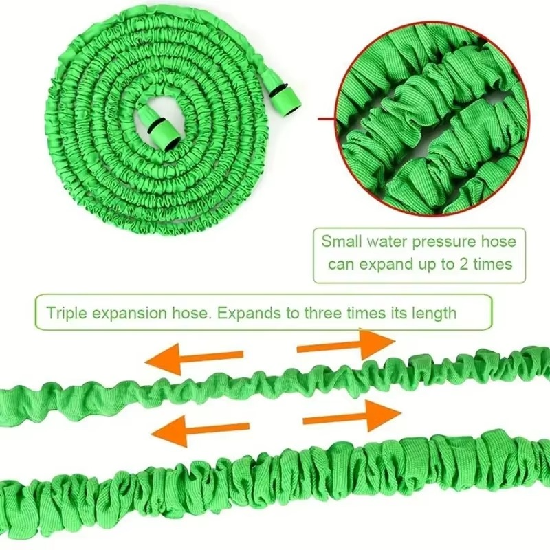 Flexible Long Water Hose with 7 Spray Nozzles and Spray Gun