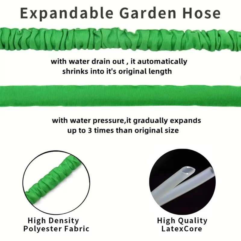 Flexible Long Water Hose with 7 Spray Nozzles and Spray Gun