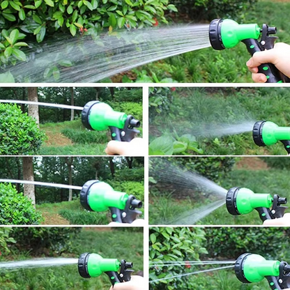 Flexible Long Water Hose with 7 Spray Nozzles and Spray Gun
