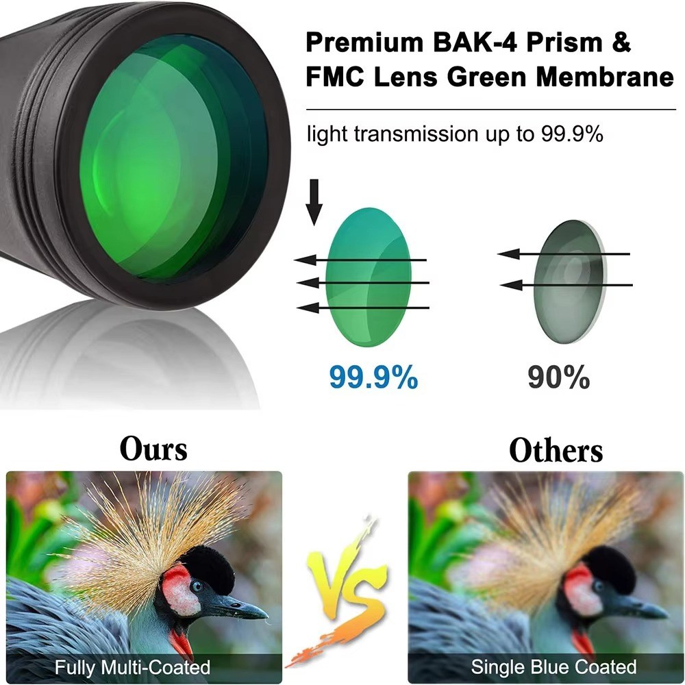 High Quality 20x50 Waterproof Binoculars with Phone Adapter