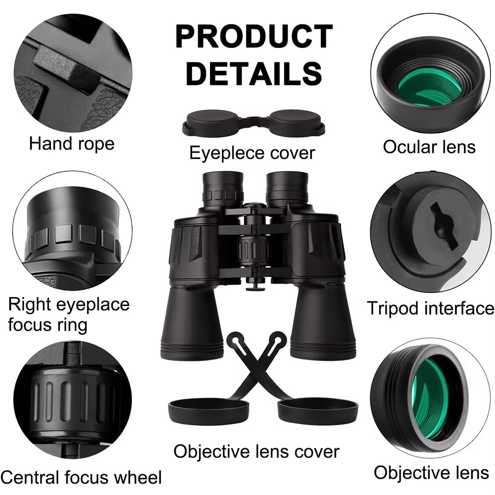 High Quality 20x50 Waterproof Binoculars with Phone Adapter