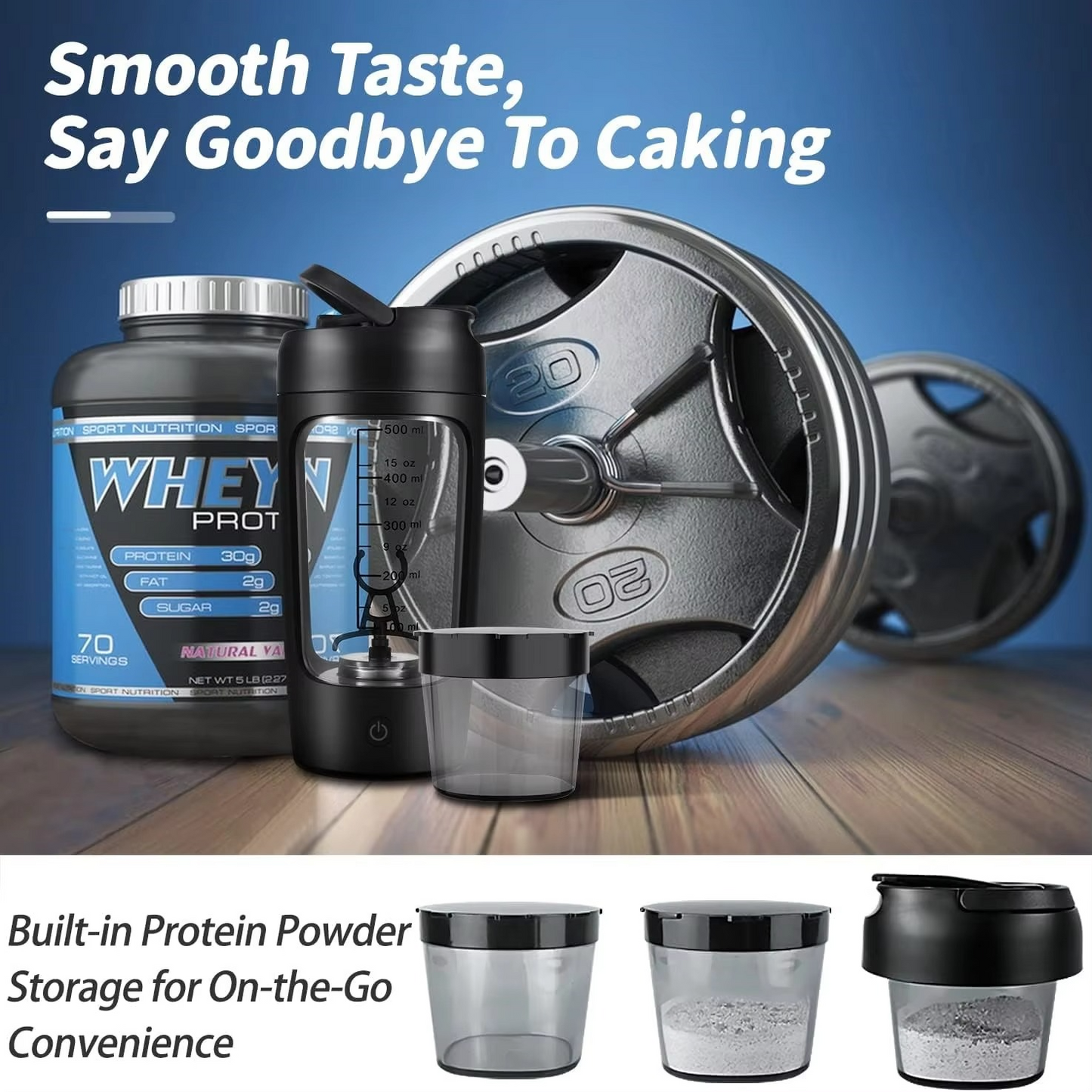 Insulated Portable Blender Bottle 22oz Rechargeable Mixer Cup