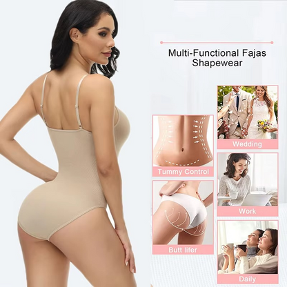 Sleek V Neck Shapewear Bodysuit for Women