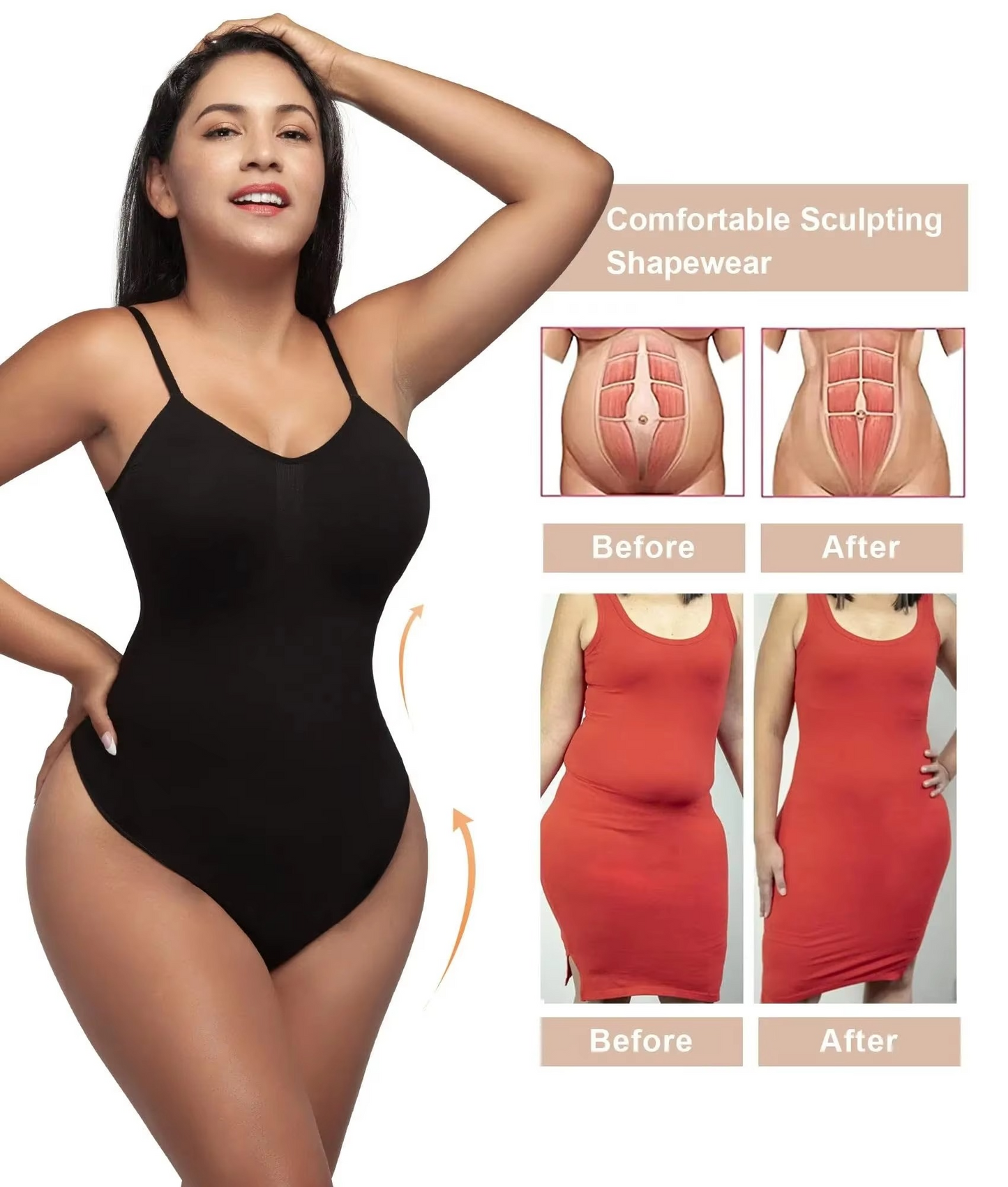 Sleek V Neck Shapewear Bodysuit for Women