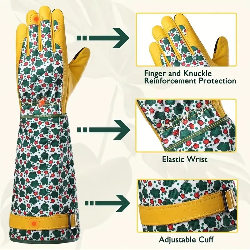 Durable Leather Gardening Gloves for Pruning and Yard Care