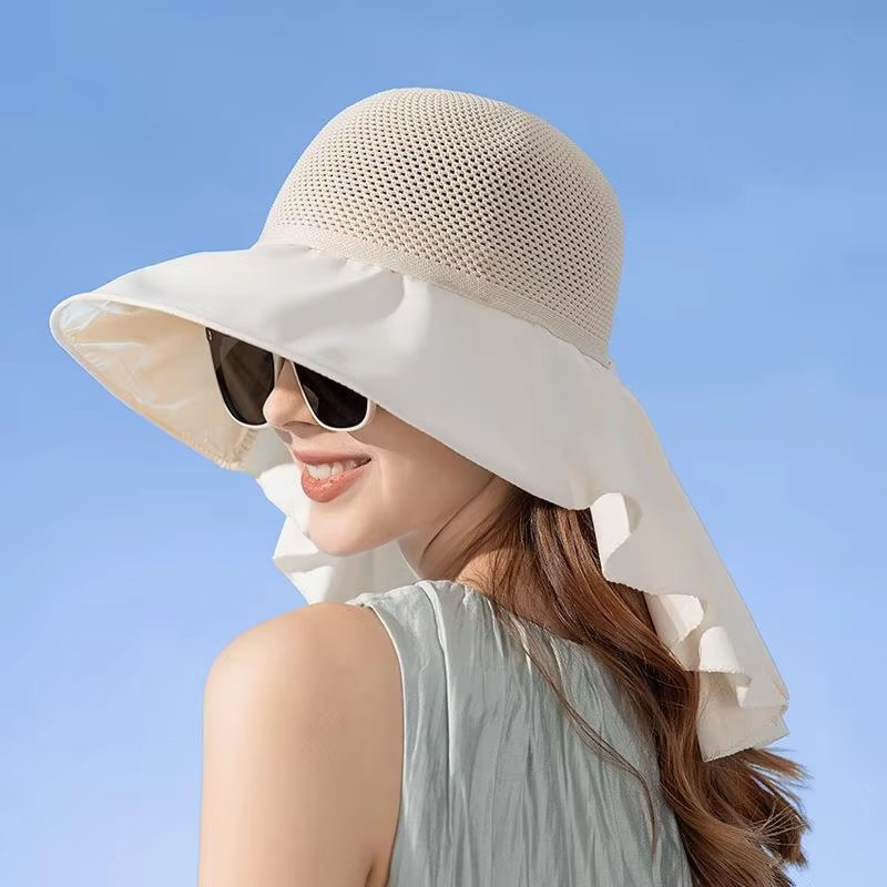 Women's Breathable Sun Hat with Removable Scarf - Hehif