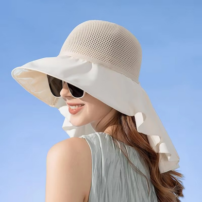Women's Breathable Sun Hat with Removable Scarf - Hehif