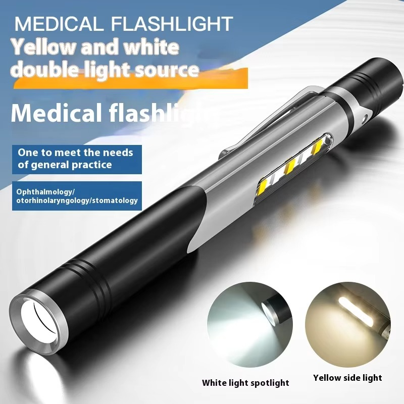 Compact LED Pocket Torch with Bright Yellow Beam and USB Charging
