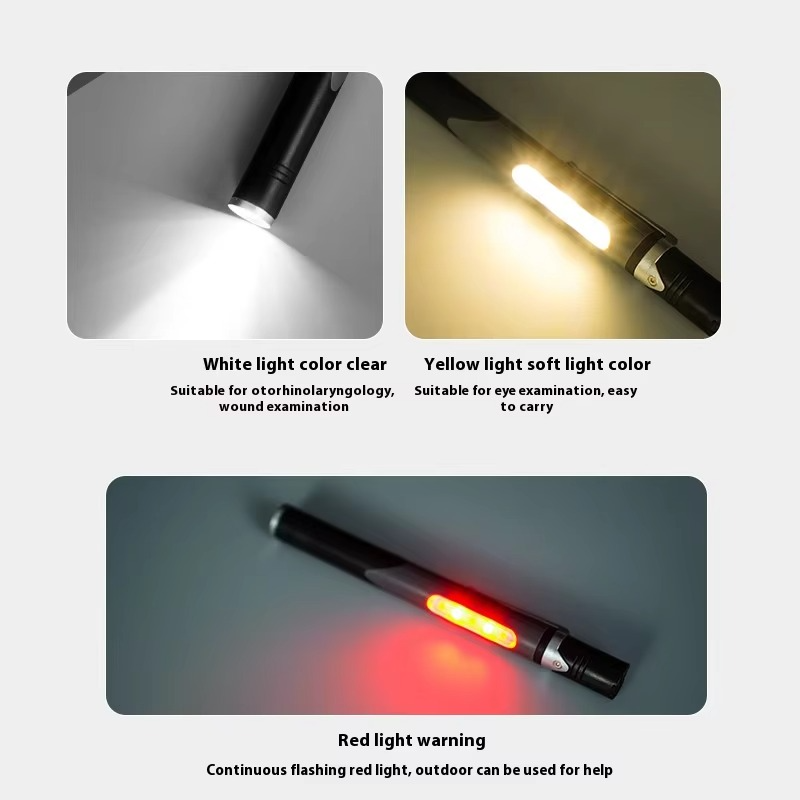 Compact LED Pocket Torch with Bright Yellow Beam and USB Charging